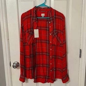 Red long sleeve button down